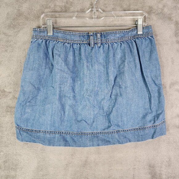 Women's Fossil Blue Denim Skirt Button Front 100% Cotton Size 6 - Picture 8 of 11